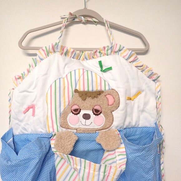 Vtg SLEEPY TEDDY Beddy 1982 Baby Morgan 3 Section Laundry Hanging Decor Nursery - Picture 3 of 6